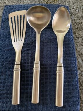 Pampered Chef Silver Stainless Steel 3-Piece Serving Utensil Set